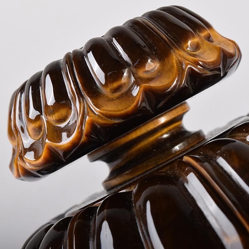 水晶玉　パワーストーン　直径約41㎜　虎目石台　M　R8379