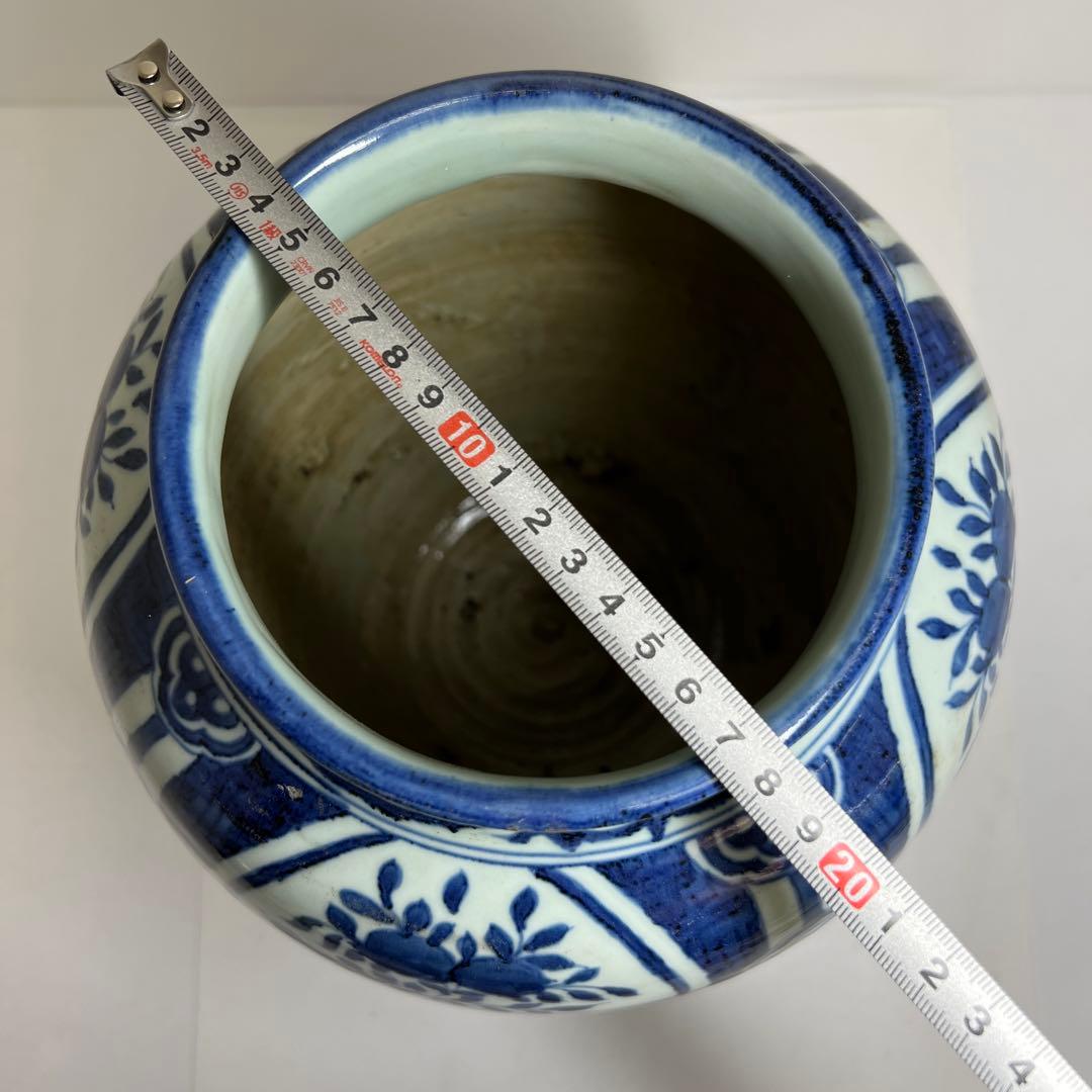 江戸中期　古伊万里　芙蓉手壷　高さ約30㎝　東Y8-0105☆2Fタウチ