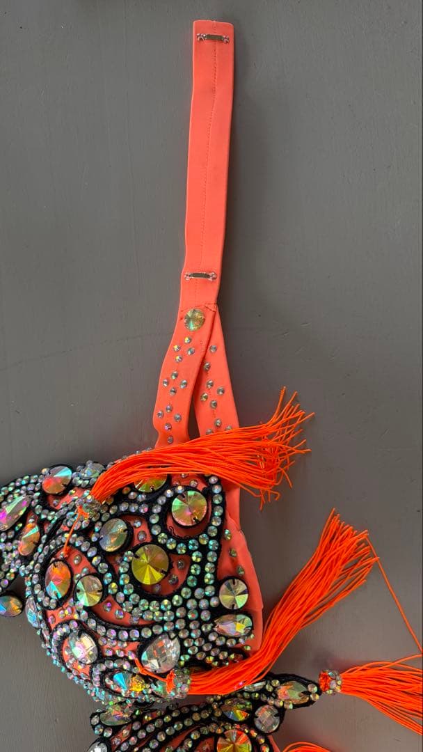 オレンジ ビーズ フリンジ ベリーダンス衣装