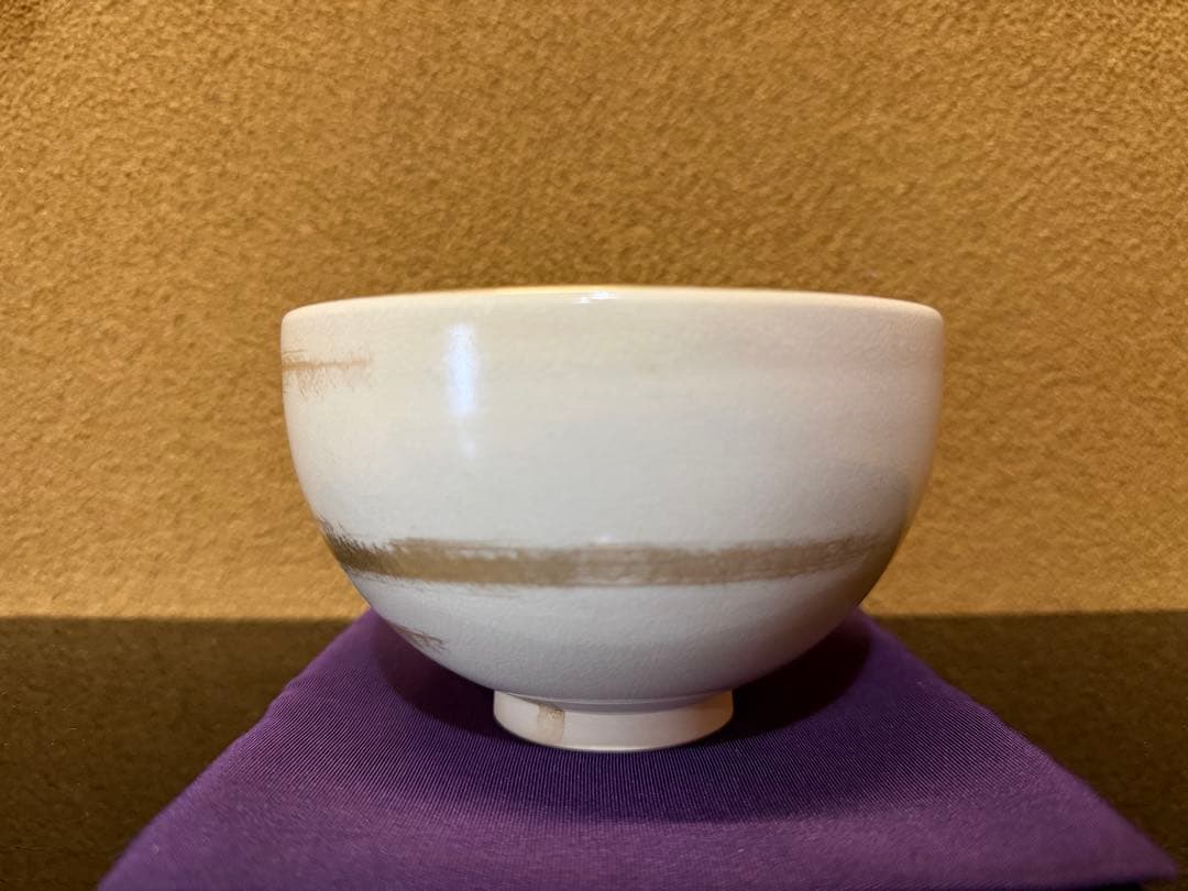 九谷焼　大根草路　色絵立雛　茶碗　共箱