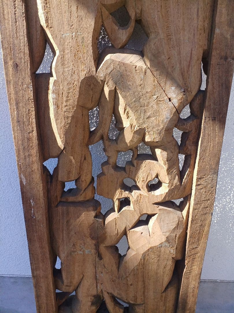 アンティーク　木彫り　一刀彫　高さ約186cm