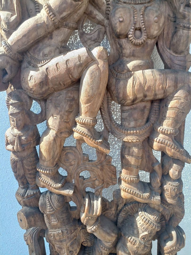 アンティーク　木彫り　一刀彫　高さ約186cm