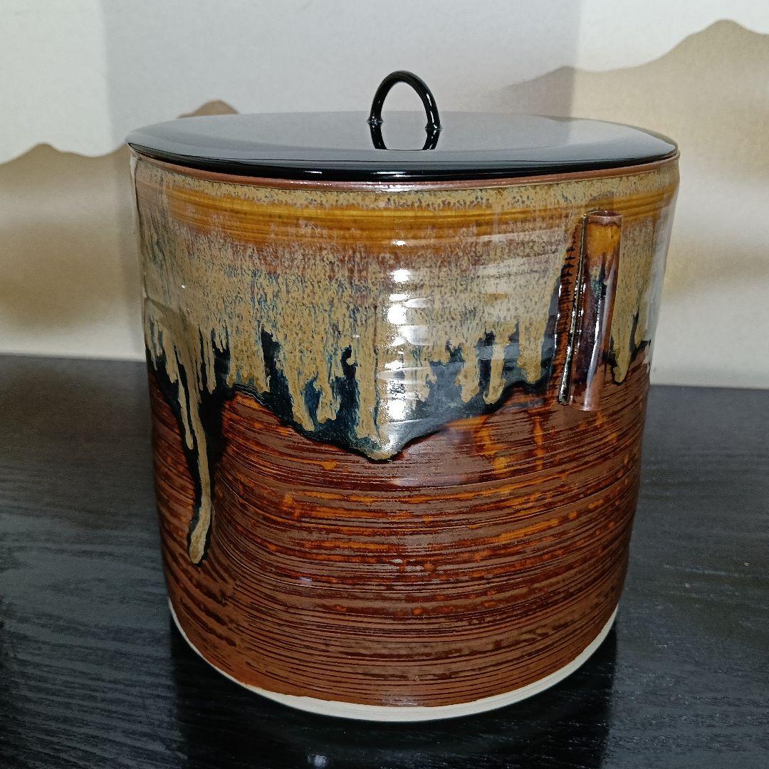 AN81 高取 亀井楽山造 鵬雲斎書付 管耳 水指 陶歴 共箱外箱未使用