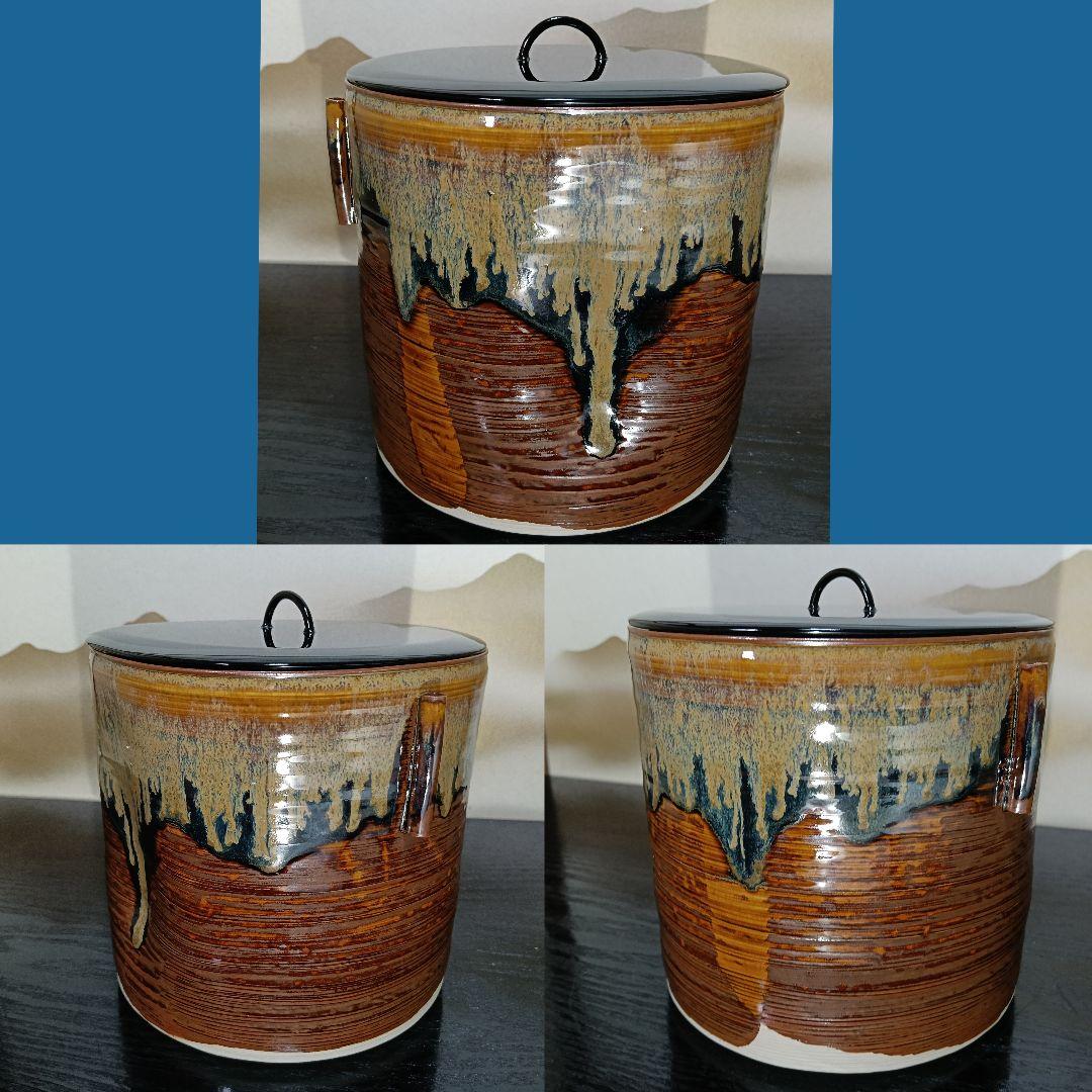 AN81 高取 亀井楽山造 鵬雲斎書付 管耳 水指 陶歴 共箱外箱未使用