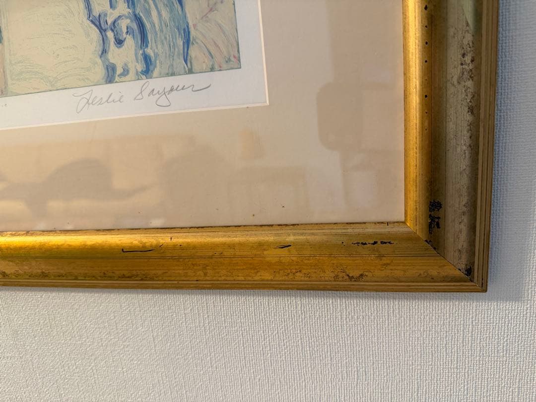 Leslie Sayour サイン入り 花の静物 版画 限定XLVII/C 額装