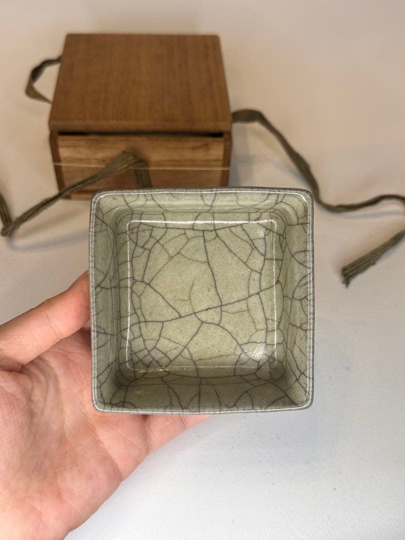 中国 宋代 哥窯 筆洗 時代物 共箱 古陶磁 コレクション