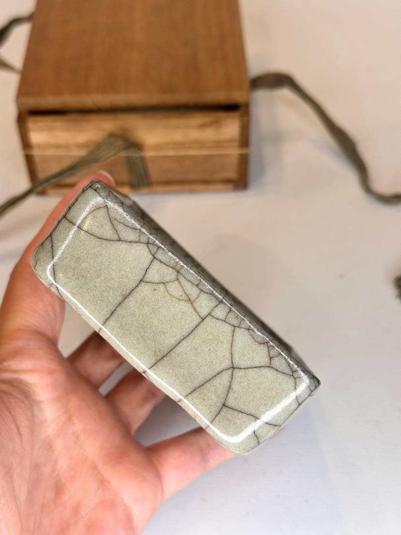 中国 宋代 哥窯 筆洗 時代物 共箱 古陶磁 コレクション