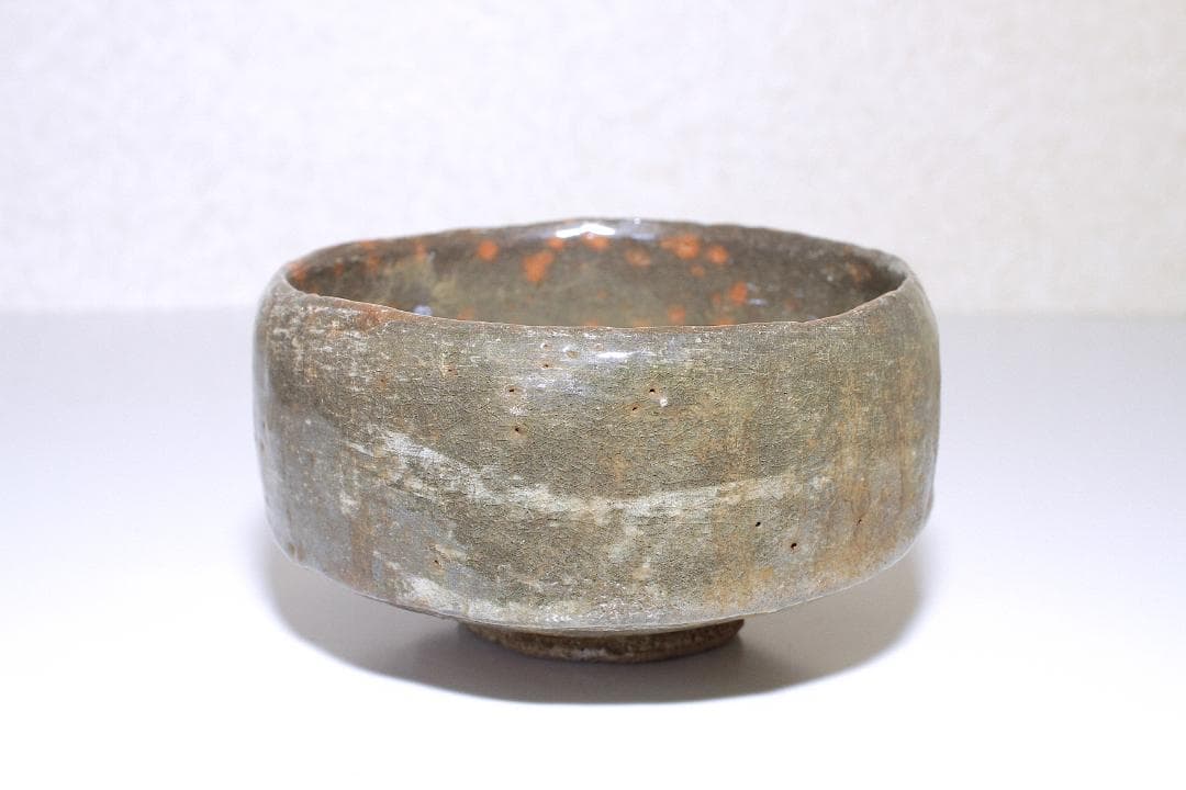 津島焼 赤楽茶碗 [雅風軒 伊藤才叟(1886-1977)] [服部擔風筆]