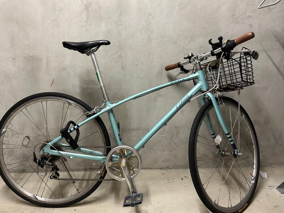 自転車　シティバイク　水色
