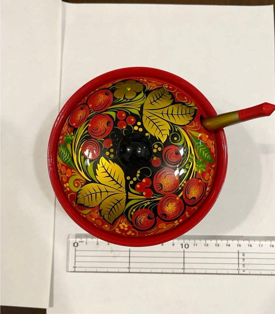 ロシア伝統工芸品　ホフロマ塗り　大皿　お椀2個セット