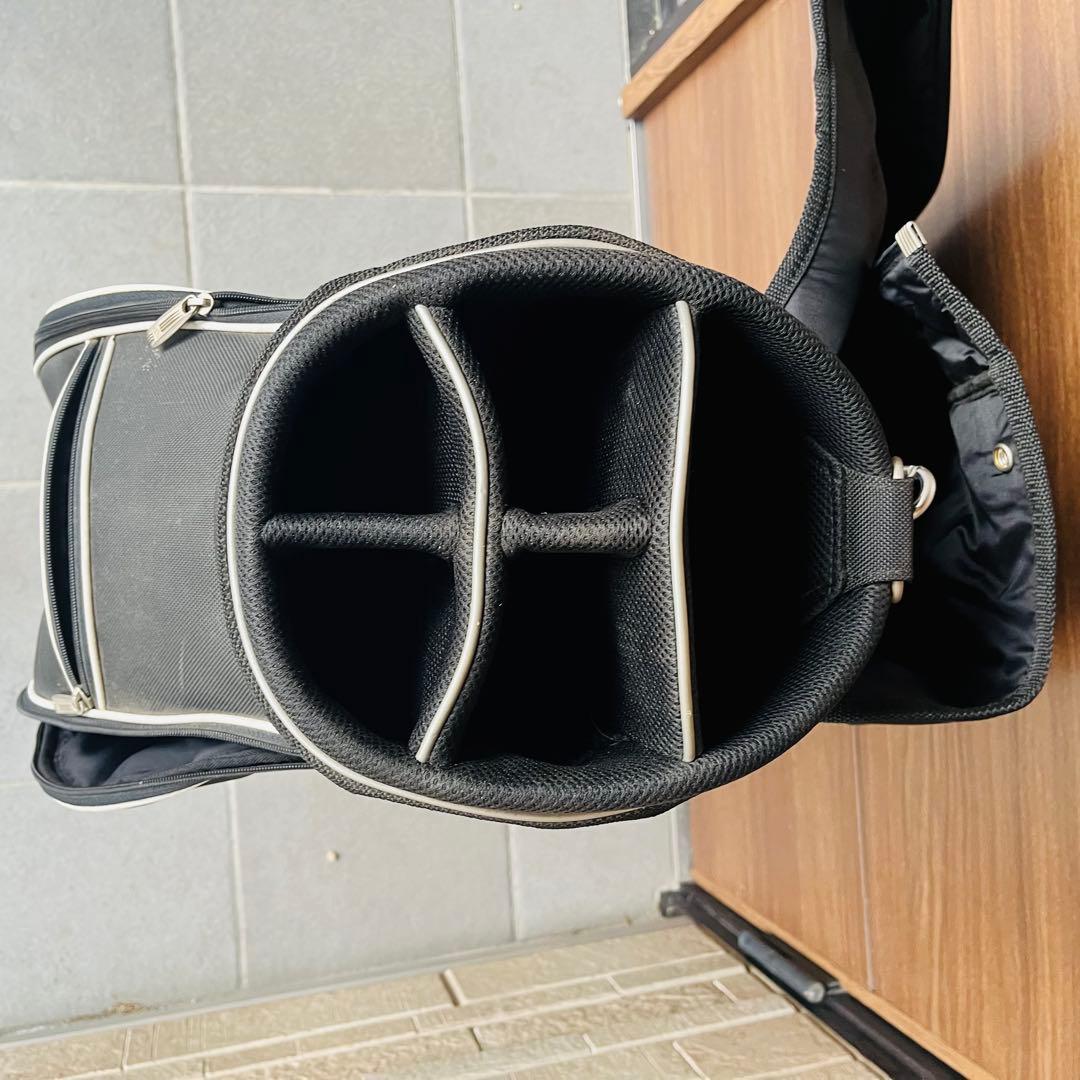 adidas キャディバッグ 黒白 ストライプ