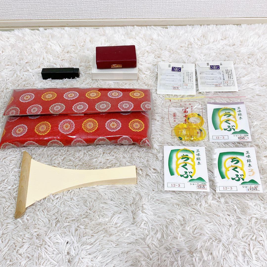 三味線本体 太棹 【ハードケース付き 付属品多数】