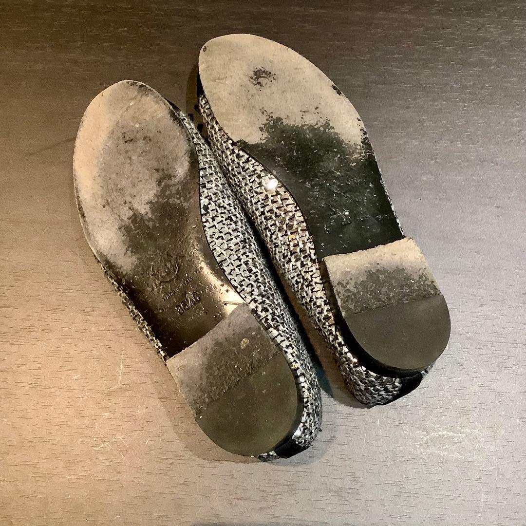 シャネル CHANEL 20A ココマーク リボン ツイード バレリーナ