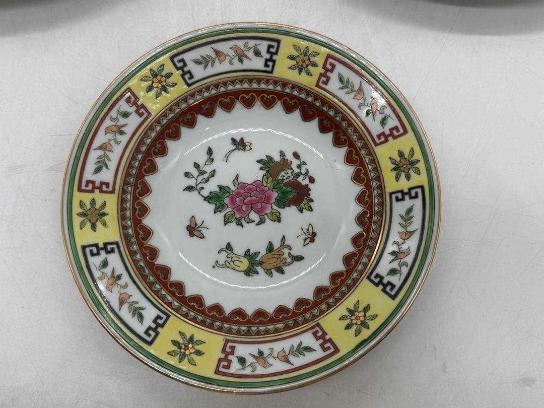 中国　1970年代　景徳鎮製　粉彩花果紋楕円形お皿2点&鉢1点　送料込み0104