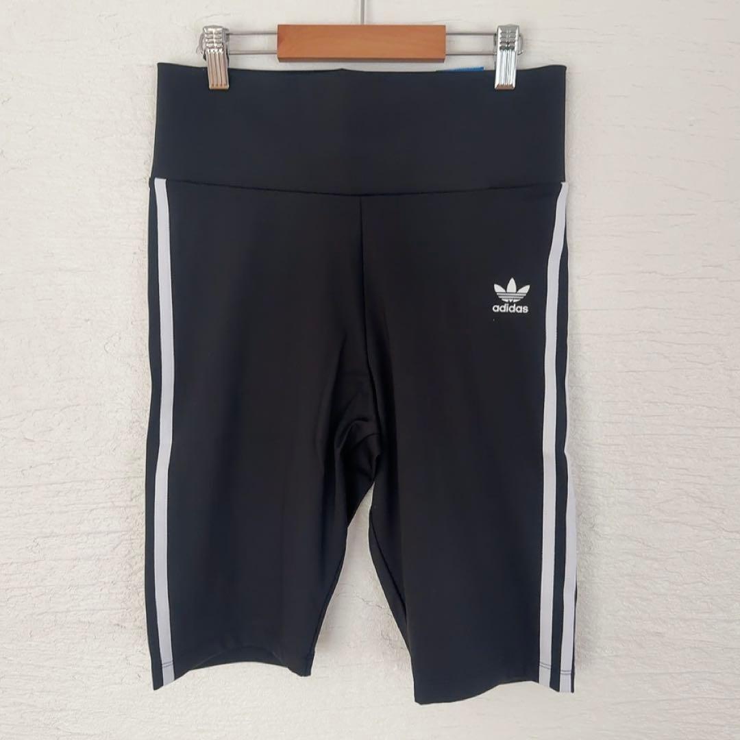 新品☆adidas 2XOTサイズ ショート レギンス 3ストライプ 黒