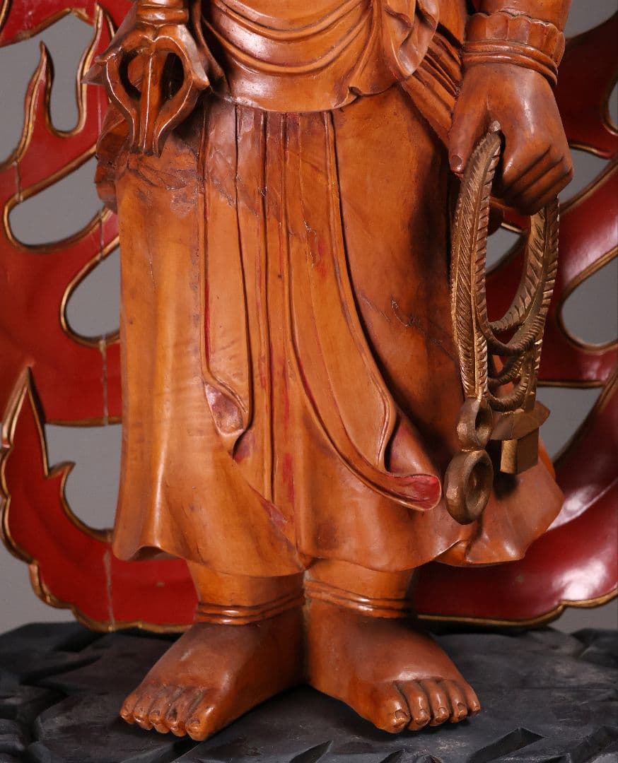 【MA827】仏教美術 木造 不動明王立像 全高68cm 仏像 彫刻 木彫 寺院