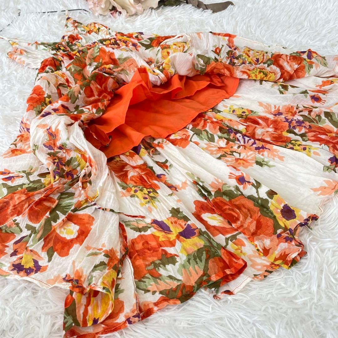  GIRLハワイアン花柄キャミワンピース　コットン100% リゾート