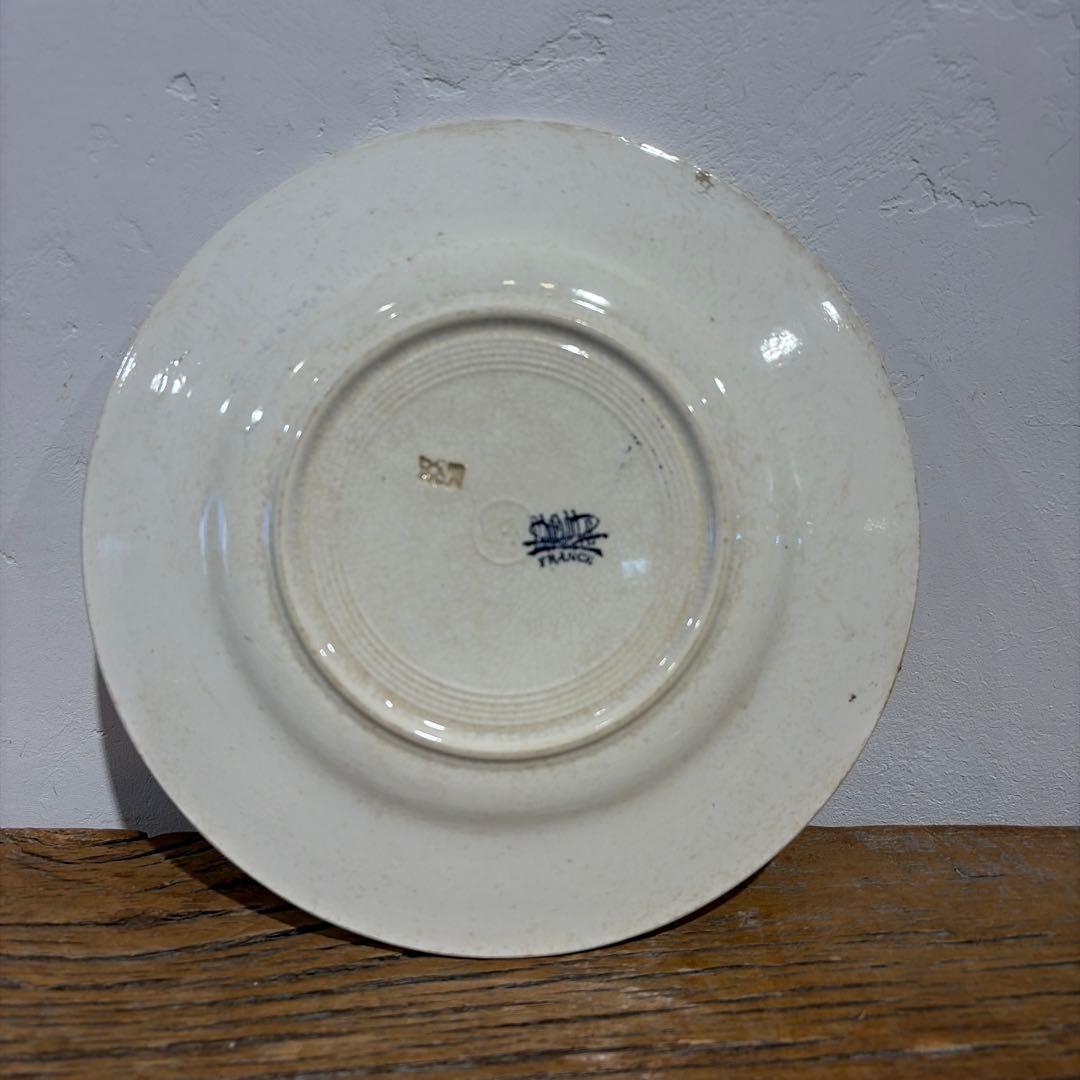 フランスアンティーク　リュネヴィル窯ロレーヌ十字　リムプレート　平皿