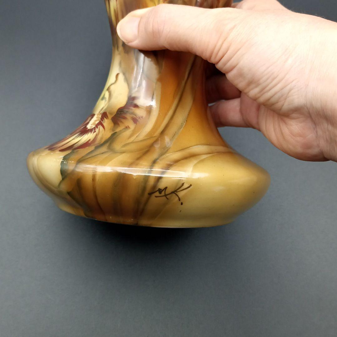 オールドノリタケ 釉下彩 花瓶 メイプルリーフ ルックウッド