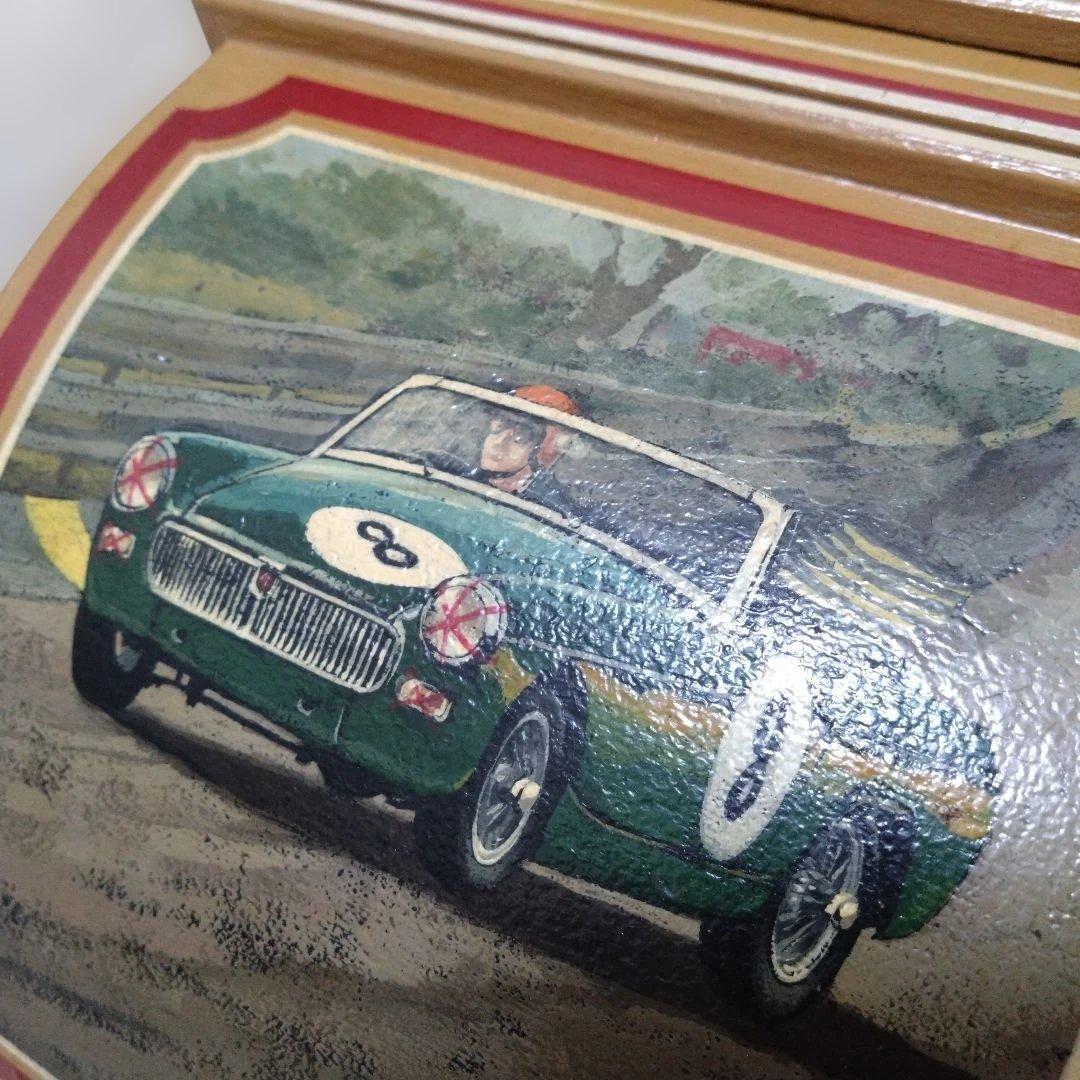 アンティーク風八角形木製時計（不動品）※絵柄　mg midget　※文字盤にmg