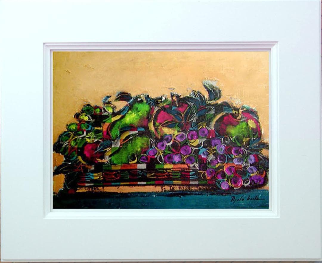 油絵 菅家令子 絵 絵画 インテリア uF6-061104 静物 果物