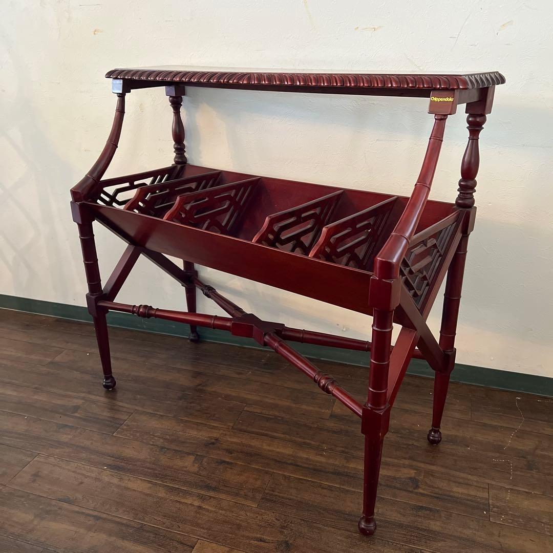 k001r119 マホガニー材 アンティーク調ブックトローフ チッペンデール様式