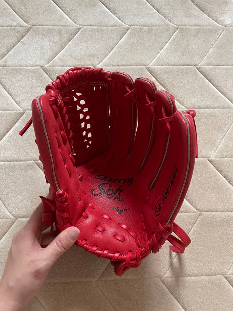 Mizuno ソフトグローブ レッド