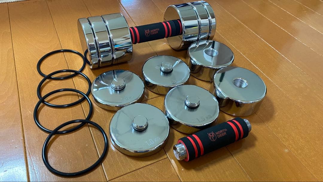 NORTHDEER 可変式ダンベル 10kg×2 華奢な鏡面仕上げ版