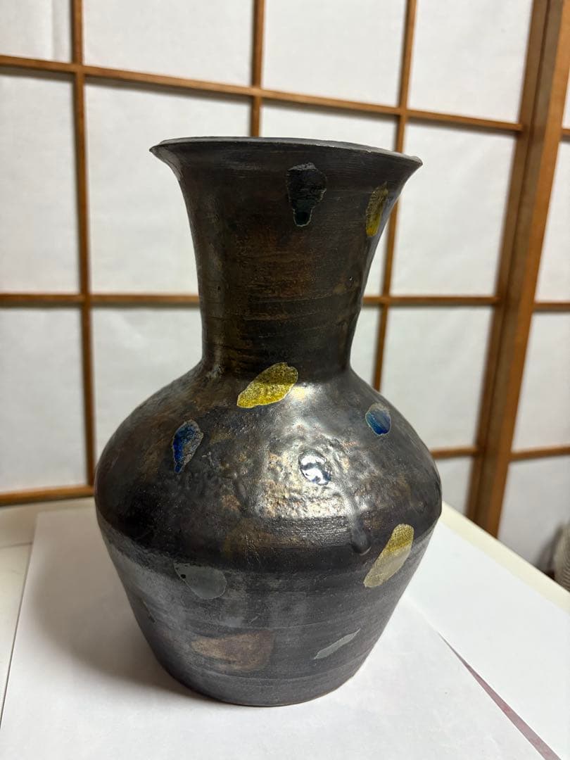 魯山人　銀花瓶