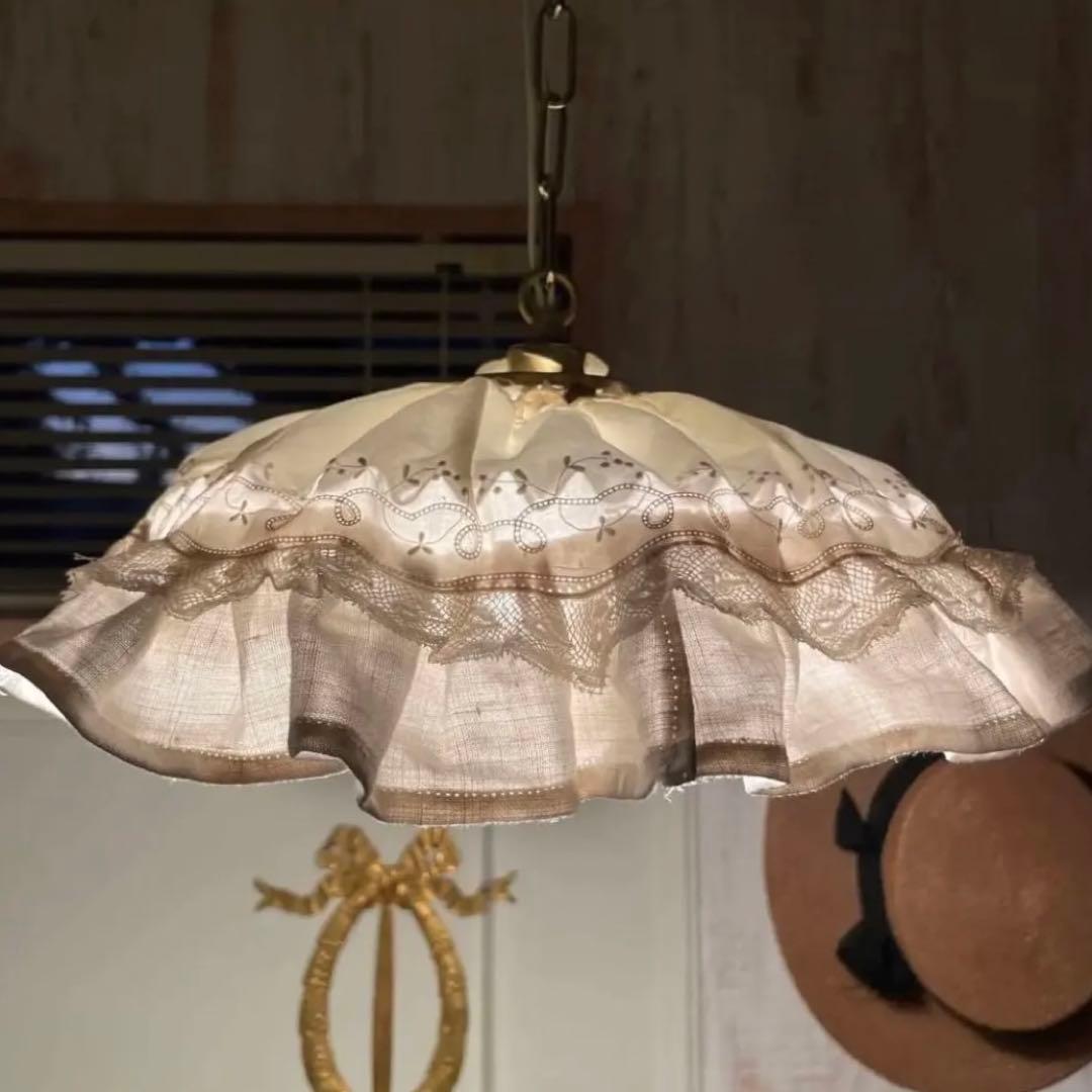 フランスアンティーク　ランプシェードシルクカバー