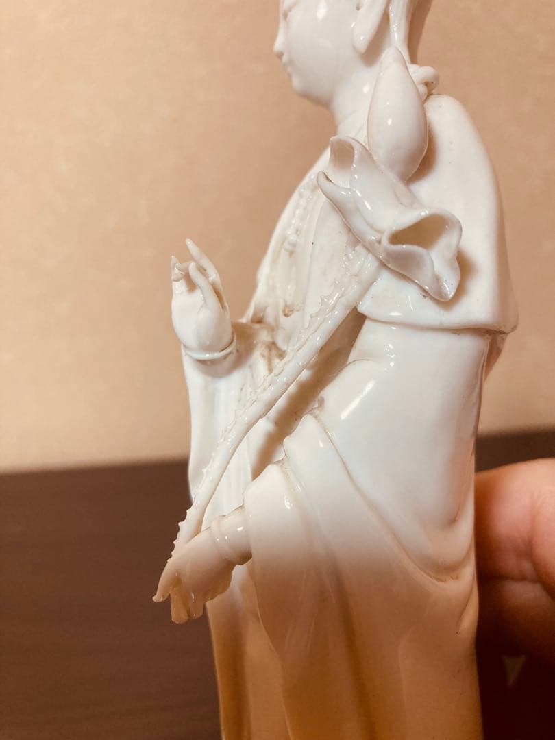 白南京観音像 高さ約22.5ｃｍ 白磁 仏像（検）徳化白磁 観音像