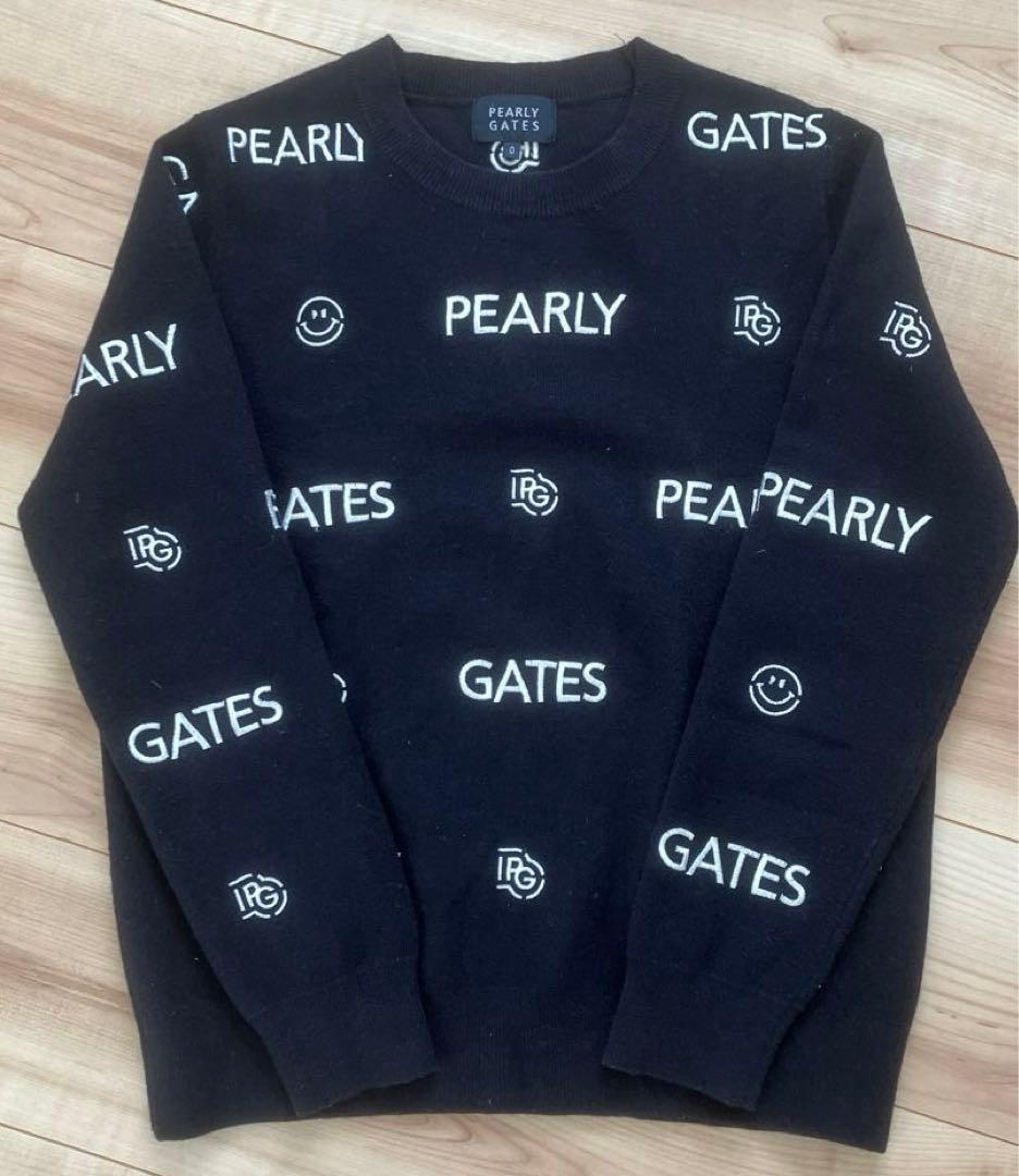 パーリーゲイツ　ニコちゃん　ニット　セーター　0サイズ　ネイビー定価¥37400