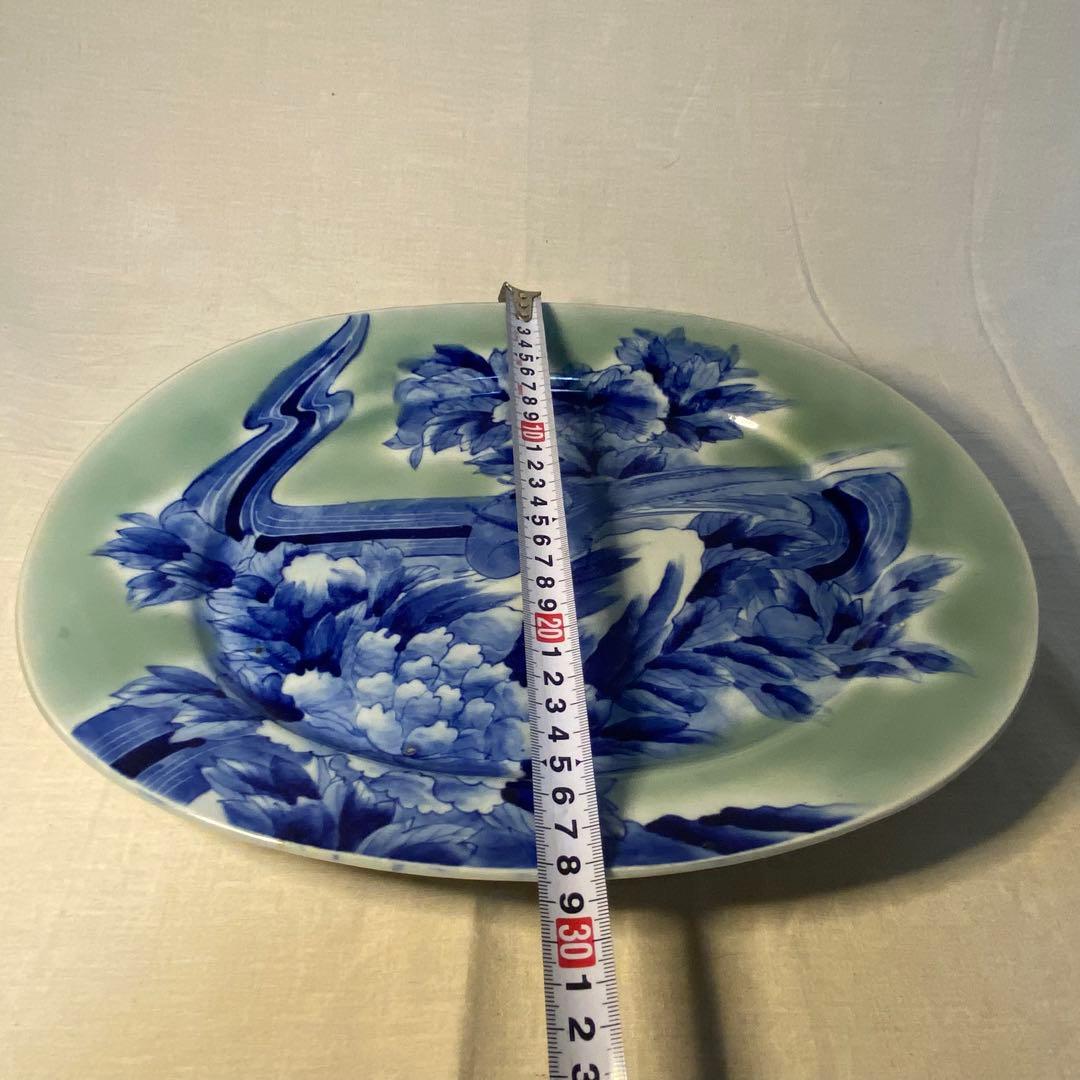 伊万里　古伊万里　大皿　青磁　染付　花鳥の図