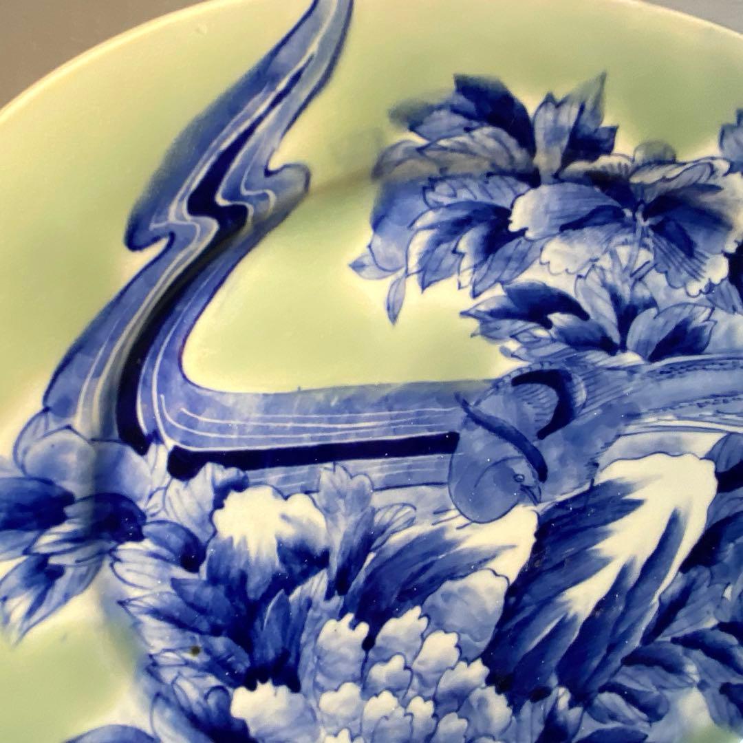 伊万里　古伊万里　大皿　青磁　染付　花鳥の図