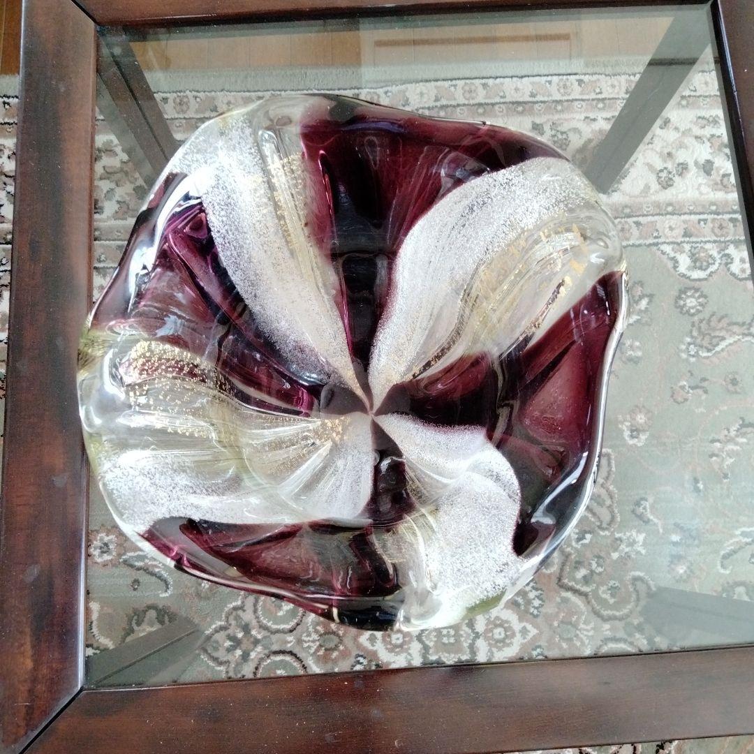 高級芸術名作 日本製ガラス大花瓶 美しい硝子細工大き目サイズ硝子芸術品