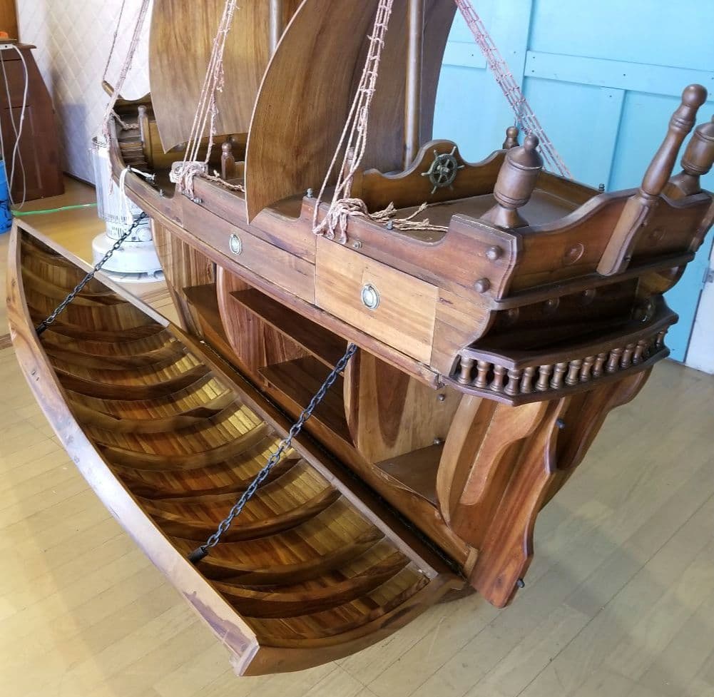 アンティークワインラック　船　ヴィンテージ　スペイン製　チーク材