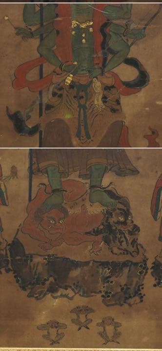 送料無料　江戸以前古い仏画 青面金剛