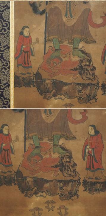 送料無料　江戸以前古い仏画 青面金剛