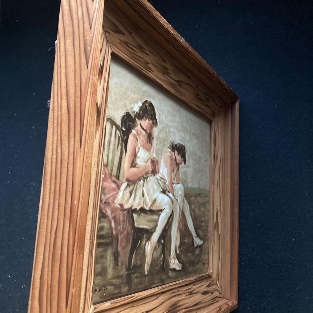 鬼頭鍋三郎【バレリーナ】￼50sヴィンテージノリタケ陶板35×38絵24×27c