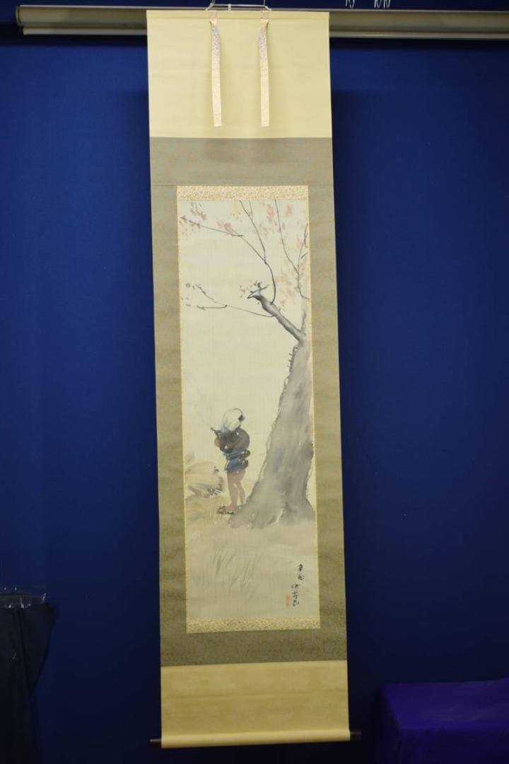 真作/耕亭/農夫図/布袋屋掛軸HE-449