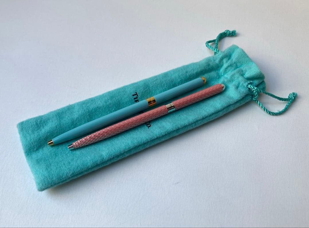 ティファニー　ブルーエナメル　ピンク　細身　ボールペン　2本おまとめ　Ag925