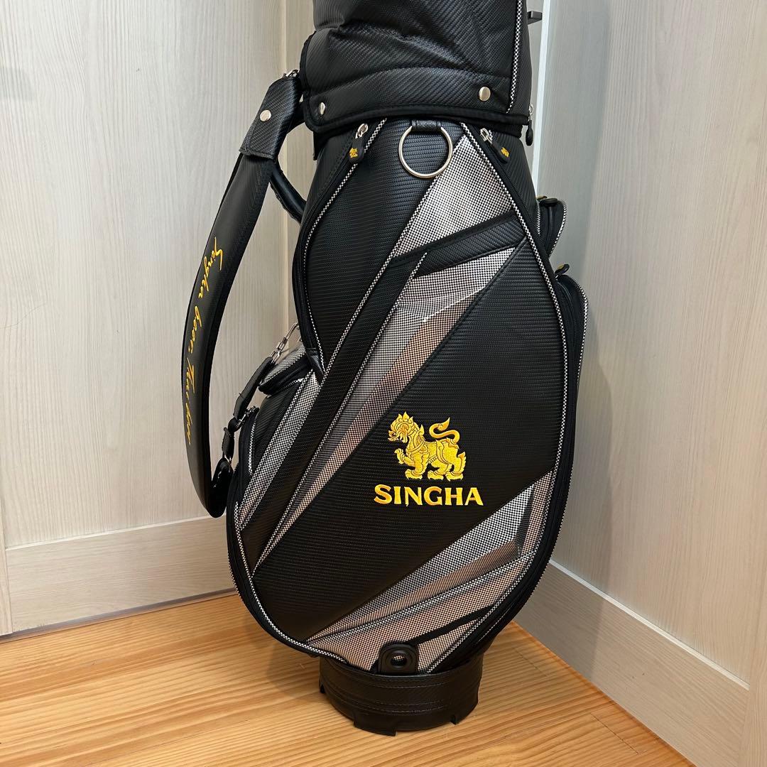 【希少・美品】SINGHA シンハービール　キャディバッグ　ゴルフ　カーボン調