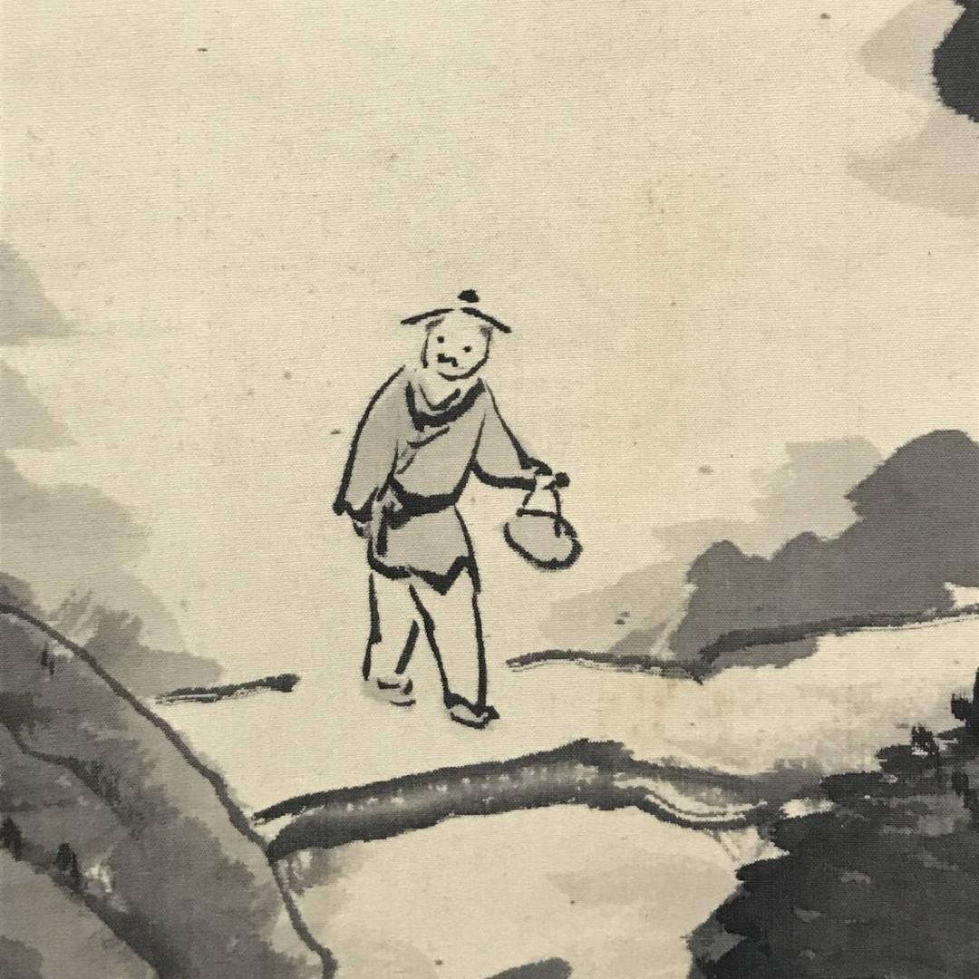 【真作】秦金石/米法山水図/山水図/夏景山水図/掛軸/名家伝来/AB-835