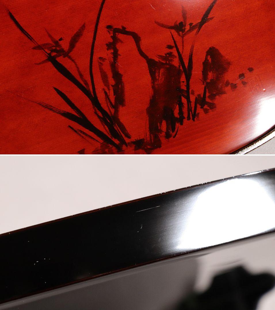 CG100 能登國輪島 布着本堅地 図替会席膳 五客 足付 木製漆器 雨宮桂月