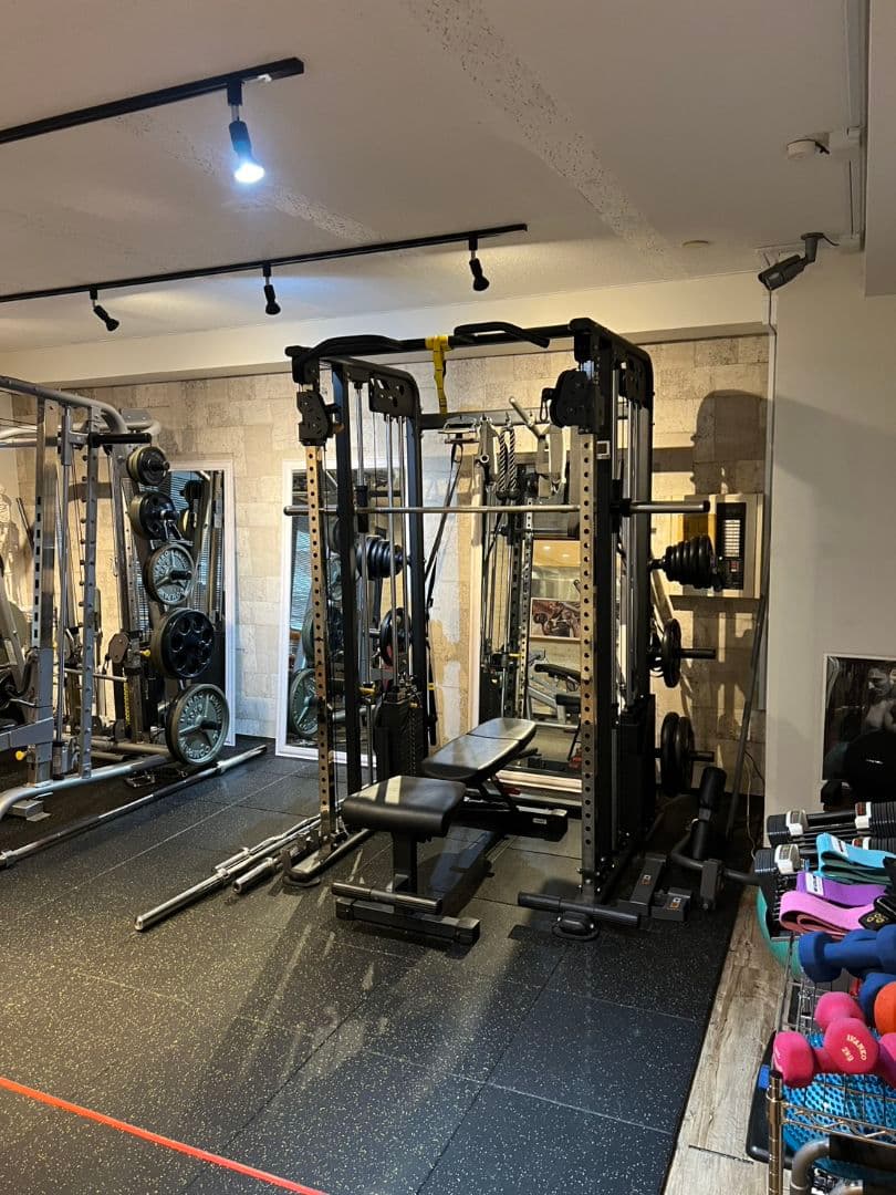 スミスマシンフルセット ブラック パワーラック ベンチ バーベル付き