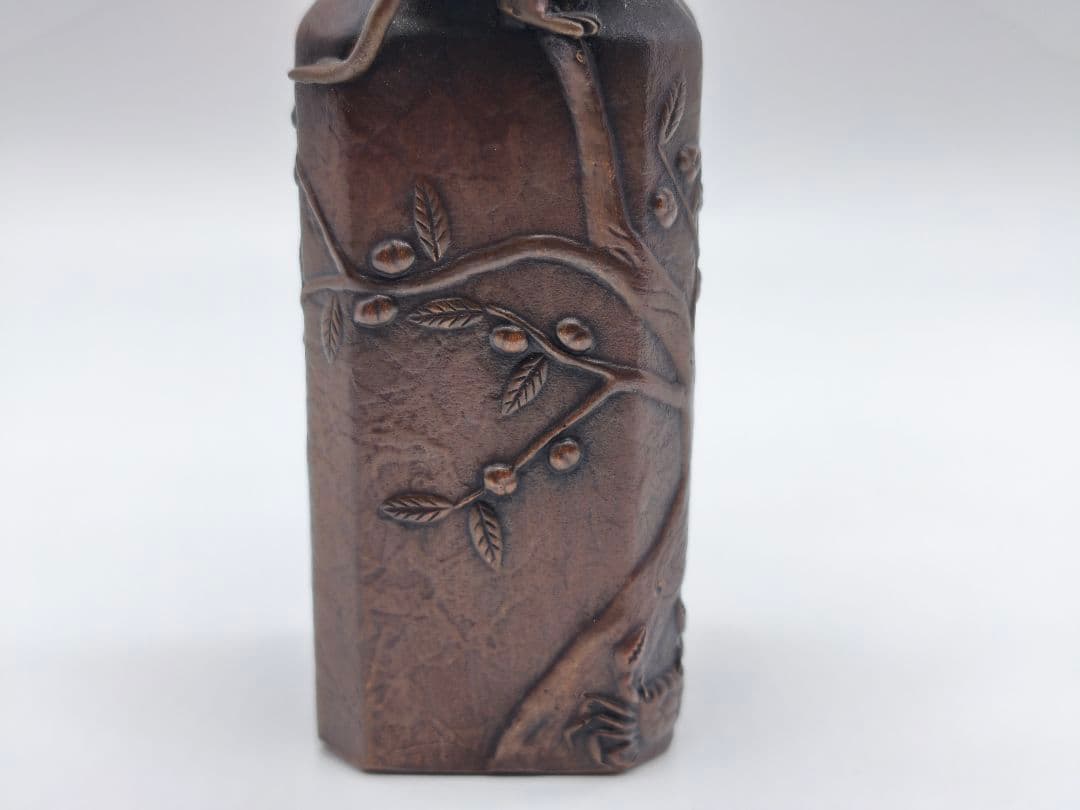 花器 さるかに合戦 下尾治彦作 蝋型青銅製 桐箱付