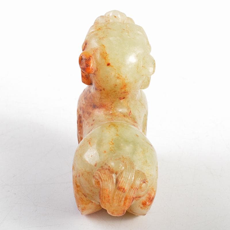 中国　玉石白玉彫刻　神獣　紙鎮　置物　C　R5400