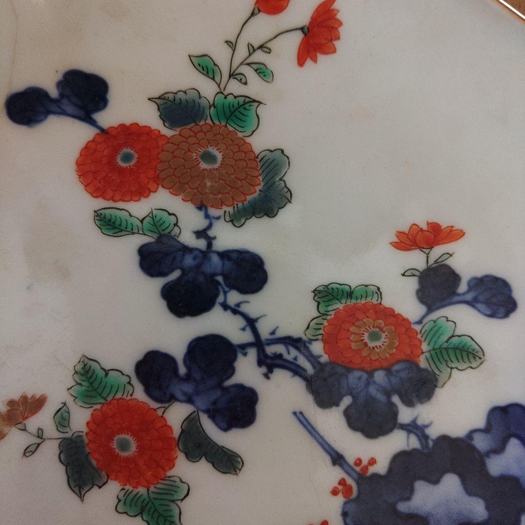 有田焼　柿右衛門　菊花染付絵皿　木箱付