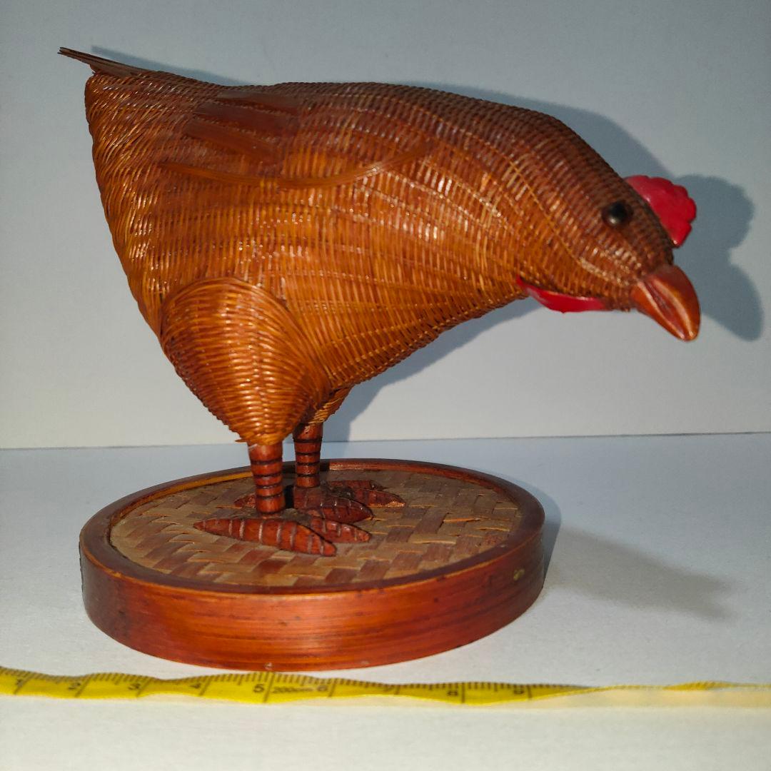 竹細工の雌鶏オブジェ★上海伝統工芸★約16センチ