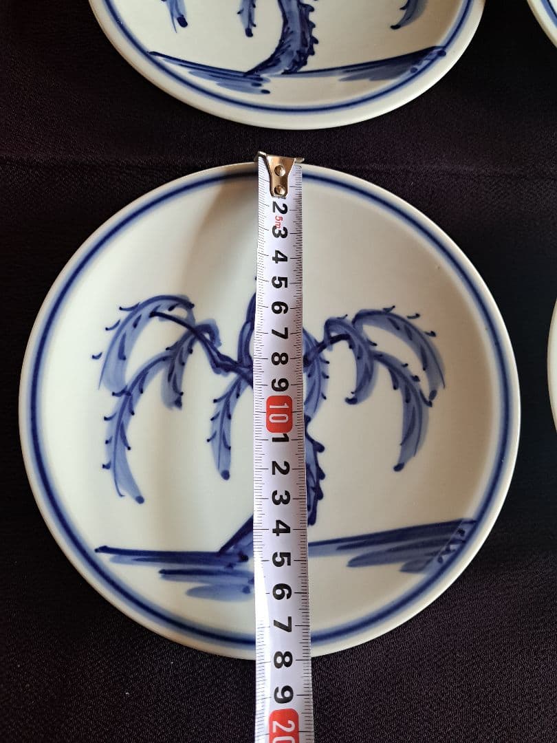 【人間国宝】富本憲吉　平安陶苑　染付　柳絵　六客　②